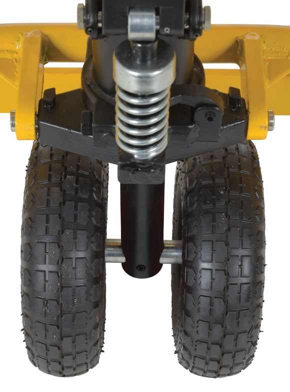 Vestil Steel Manual All-Terrain Pallet Truck Adjustable Width Forks 2,000 Lb. Capacity Yellow