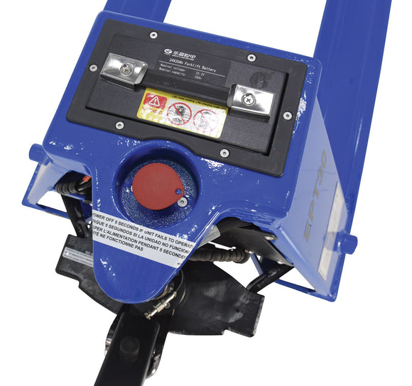 Vestil Steel Fully Electric Pallet Truck 27 In. x 48 In. 3000 Lb. Capacity Blue