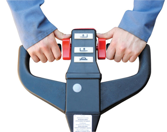 Vestil Steel Fully Powered Electric Pallet Truck with Lead Acid Batteries 27 In. Width 4500 Lb. Capacity Black