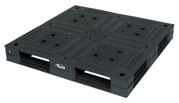 Vestil High Density Polyethylene Standard Rackable Pallet/Skid 47-1/4 In. x 47-1/4 In. x 6 In. 22,000 Lb. Floor Capacity Black