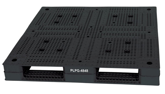 Vestil High Density Polyethylene Standard Rackable Pallet/Skid 47-1/4 In. x 47-1/4 In. x 6 In. 22,000 Lb. Floor Capacity Black