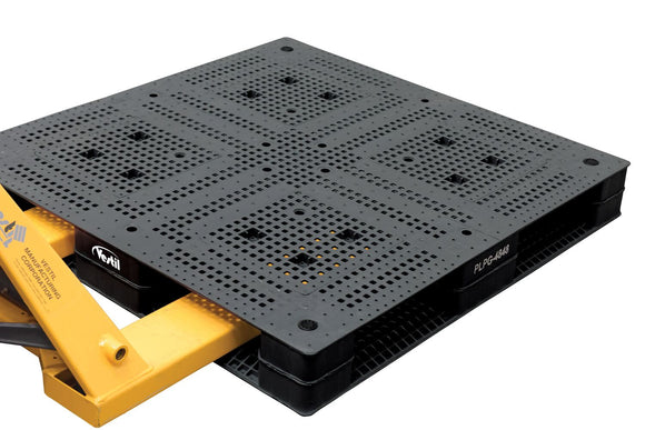 Vestil High Density Polyethylene Standard Rackable Pallet/Skid 47-1/4 In. x 47-1/4 In. x 6 In. 22,000 Lb. Floor Capacity Black