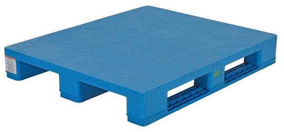 Vestil High Density Polyethylene Solid Top Rackable Pallet/Skid 39-1/4 In. x 47-1/8 In. x 6-1/2 In. 8,800 Lb. Floor Capacity Blue