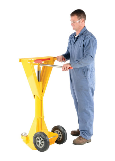 Vestil Steel Trailer Stabilizing Spin Top Beam Jack 27-7/16 In. x 23-7/8 In. x 40 In. 50,000 Lb. Lifting Capacity Yellow
