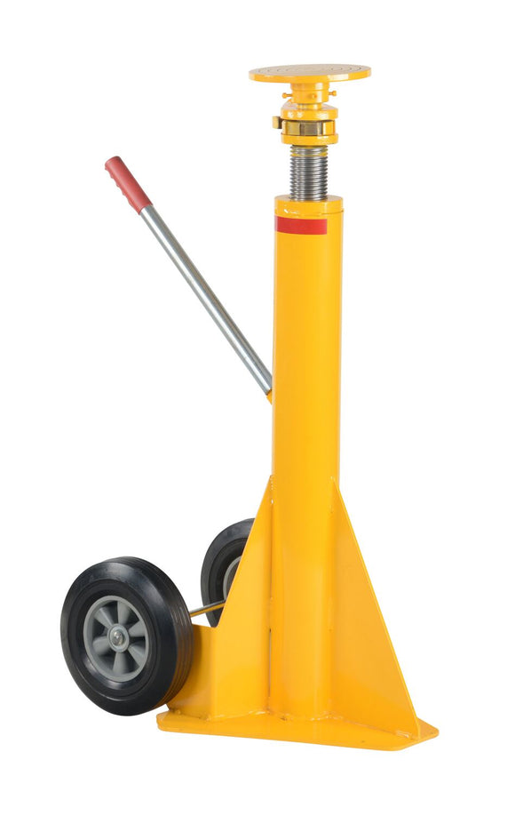 Vestil Steel Trailer Stabilizing Spin Top Ratchet Jack 27-1/4 In. x 17-5/8 In. x 39 In. 50,000 Lb. Lifting Capacity Yellow