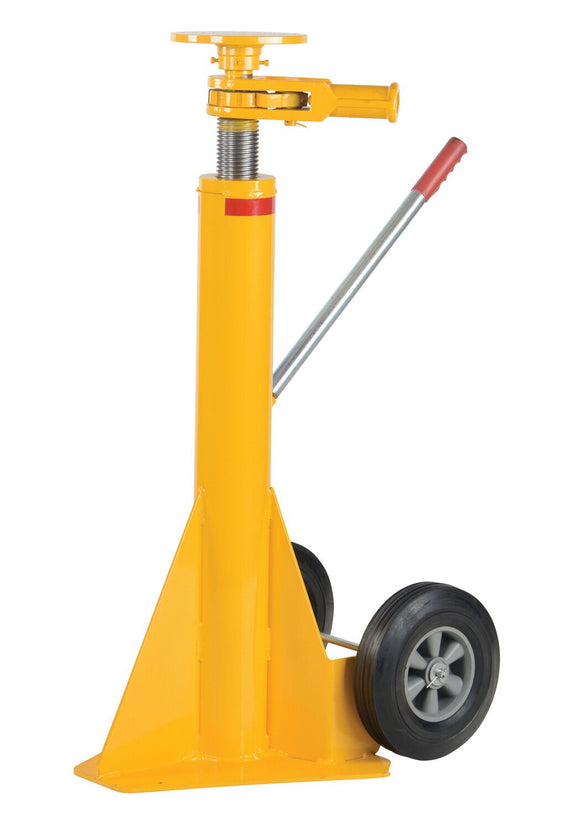 Vestil Steel Trailer Stabilizing Spin Top Ratchet Jack 27-1/4 In. x 17-5/8 In. x 39 In. 50,000 Lb. Lifting Capacity Yellow