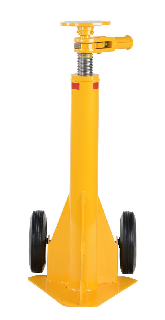 Vestil Steel Trailer Stabilizing Spin Top Ratchet Jack 27-1/4 In. x 17-5/8 In. x 39 In. 50,000 Lb. Lifting Capacity Yellow