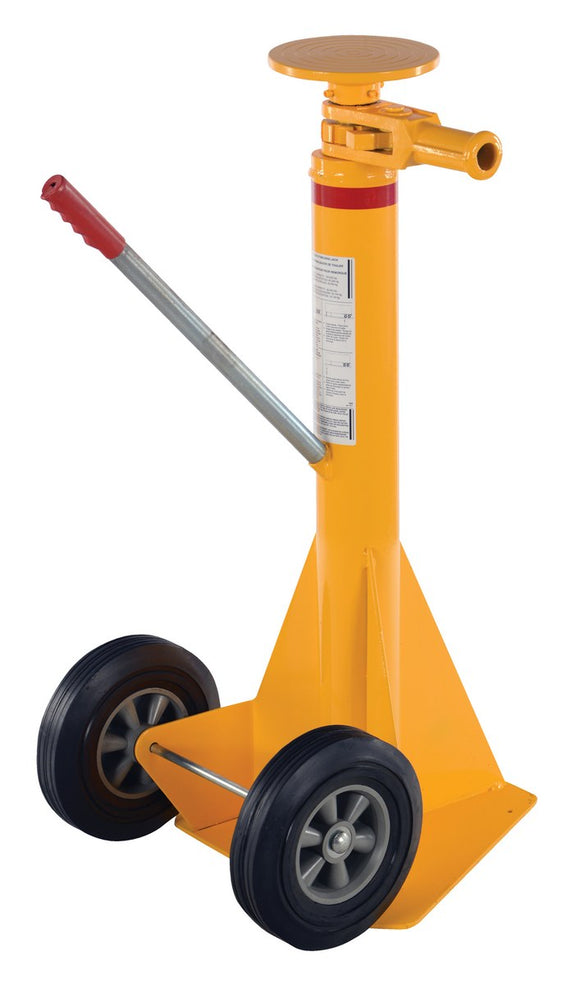 Vestil Steel Trailer Stabilizing Spin Top Ratchet Jack 26-5/8 In. x 17-5/8 In. x 39 In. 40,000 Lb. Lifting Capacity Yellow