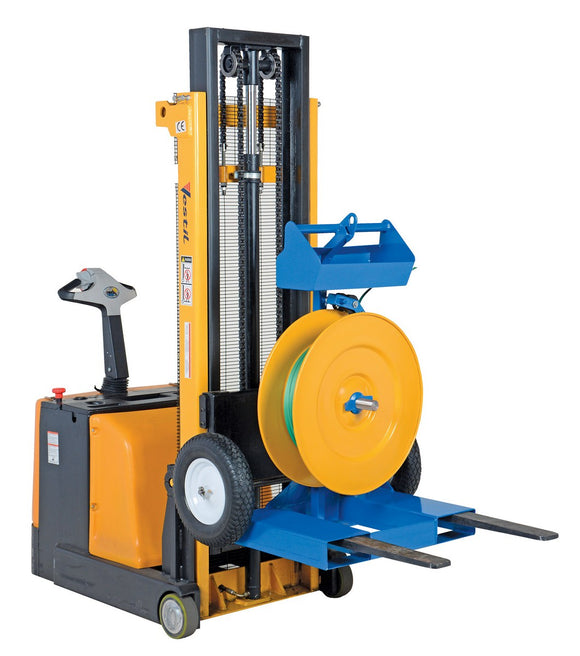 Vestil Steel Industrial Duty Strapping Cart with Fork Pockets Blue / Yellow