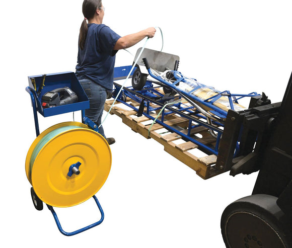 Vestil Steel Heavy Duty Strapping Cart 22-5/16 In. x 25 In. x 41-5/16 In. Blue / Yellow