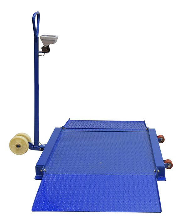 Vestil Steel Portable Diamond Plate Scale 3,000 Lb. Capacity Blue