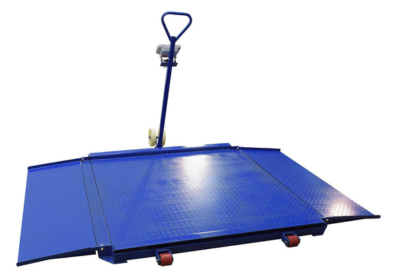 Vestil Steel Portable Diamond Plate Scale 3,000 Lb. Capacity Blue