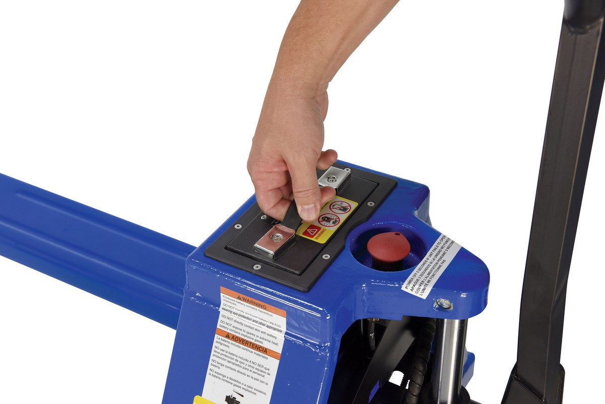Vestil Steel Fully Electric Pallet Truck 27 In. x 48 In. 3000 Lb. Capacity Blue