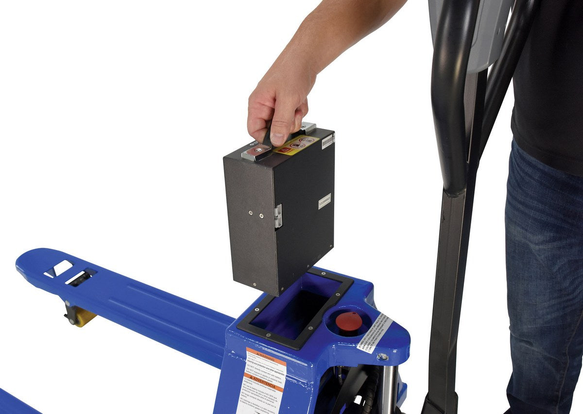 Vestil Steel Fully Electric Pallet Truck 27 In. x 48 In. 3000 Lb. Capacity Blue