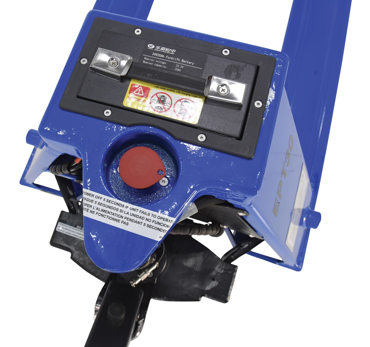 Vestil Steel Fully Electric Pallet Truck 27 In. x 48 In. 3000 Lb. Capacity Blue