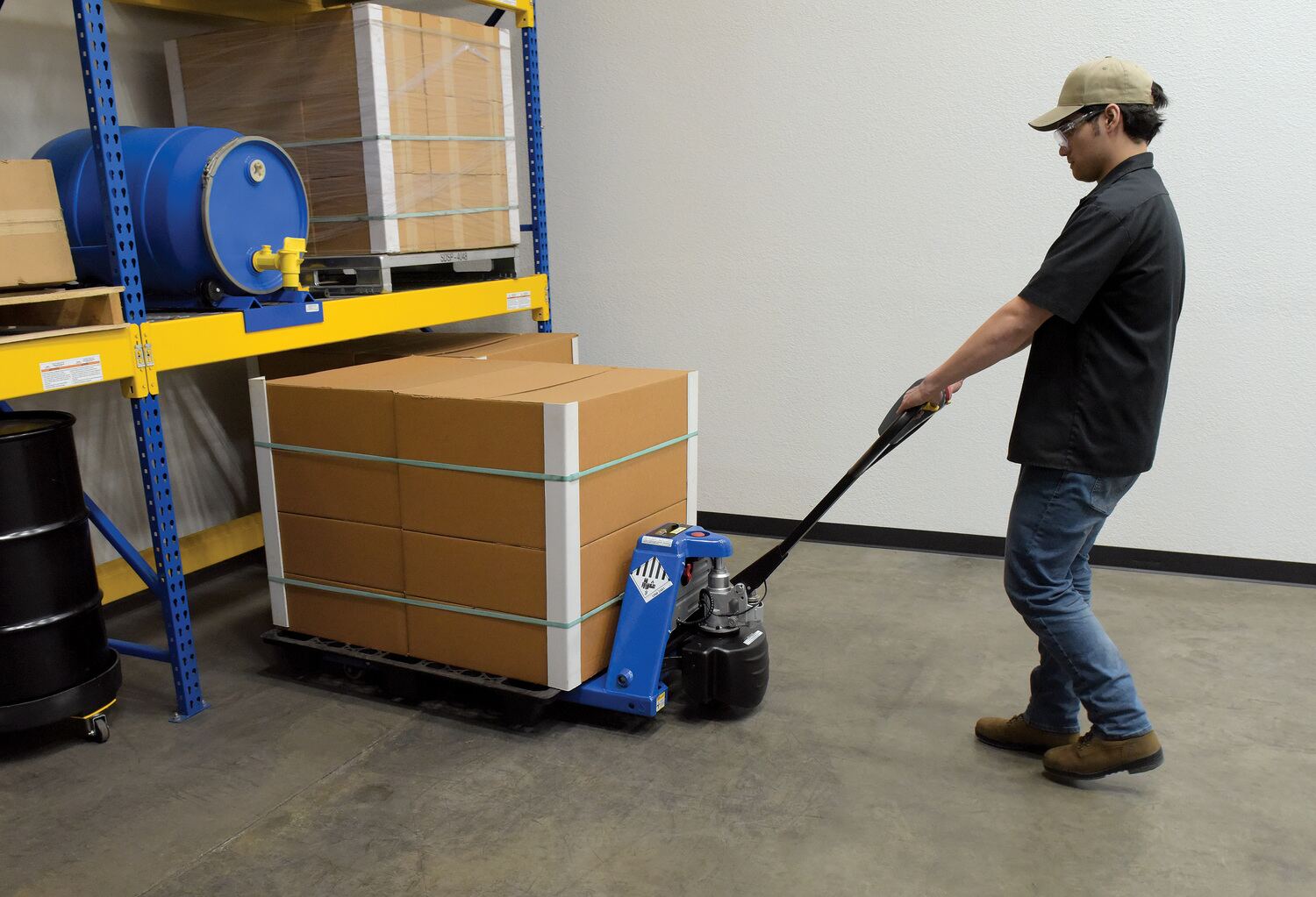 Vestil Steel Semi Electric Pallet Jack 27 In. x 48 In. 4000 Lb. Capacity