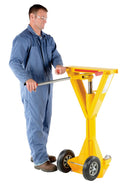Vestil Steel Beam Trailer Stabilizing Ratchet Jack 26-11/16 In. x 23-3/4 In. x 40 In. 40,000 Lb. Capacity Yellow-2