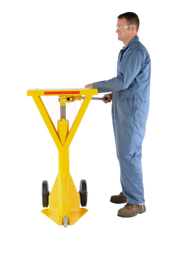 Vestil Steel Beam Trailer Stabilizing Ratchet Jack 26-11/16 In. x 23-3/4 In. x 40 In. 40,000 Lb. Capacity Yellow