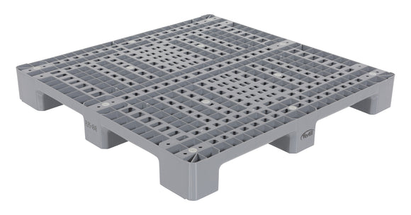 Vestil High Density Polyethylene Solid Top Rackable Pallet/Skid 47-1/2 In. x 47-1/2 In. x 5-1/2 In. 13,000 Lb. Floor Capacity Gray