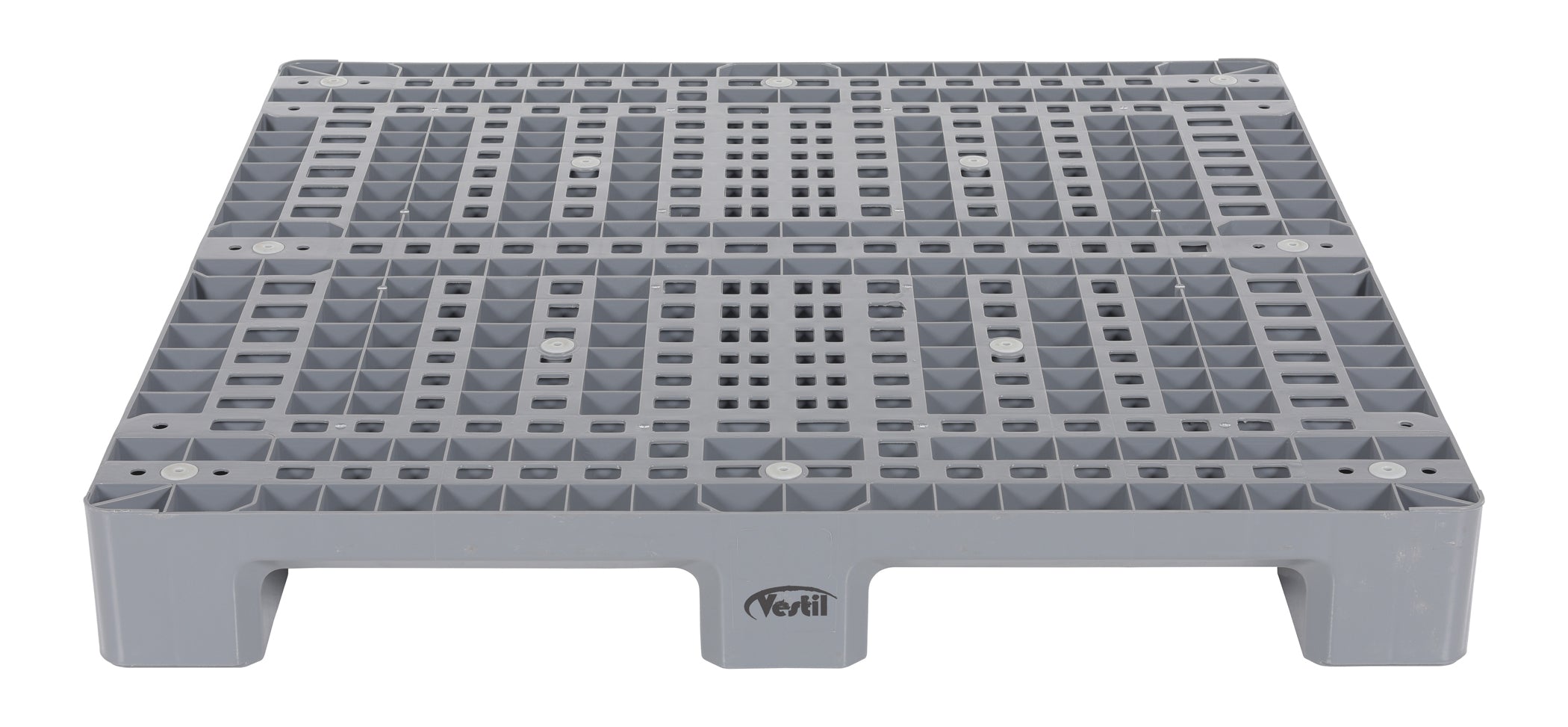 Vestil High Density Polyethylene Solid Top Rackable Pallet/Skid 47-1/2 In. x 47-1/2 In. x 5-1/2 In. 13,000 Lb. Floor Capacity Gray