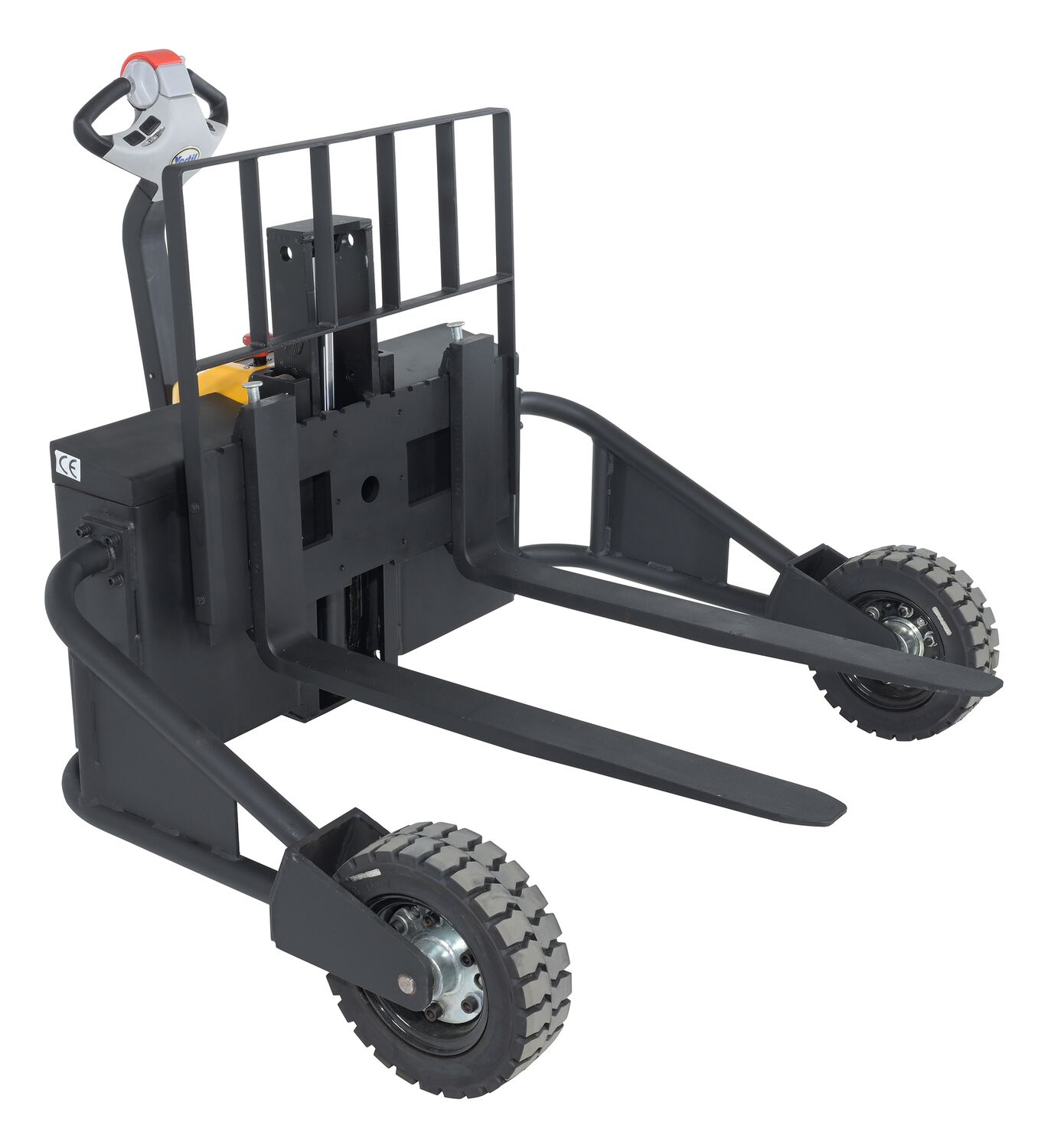 Vestil Steel Rough Terrain Electric Pallet Truck DC Powered AC Drive Motor 24 In. - 48 In. Inside Width 3000 Lb. Capacity Black / Yellow