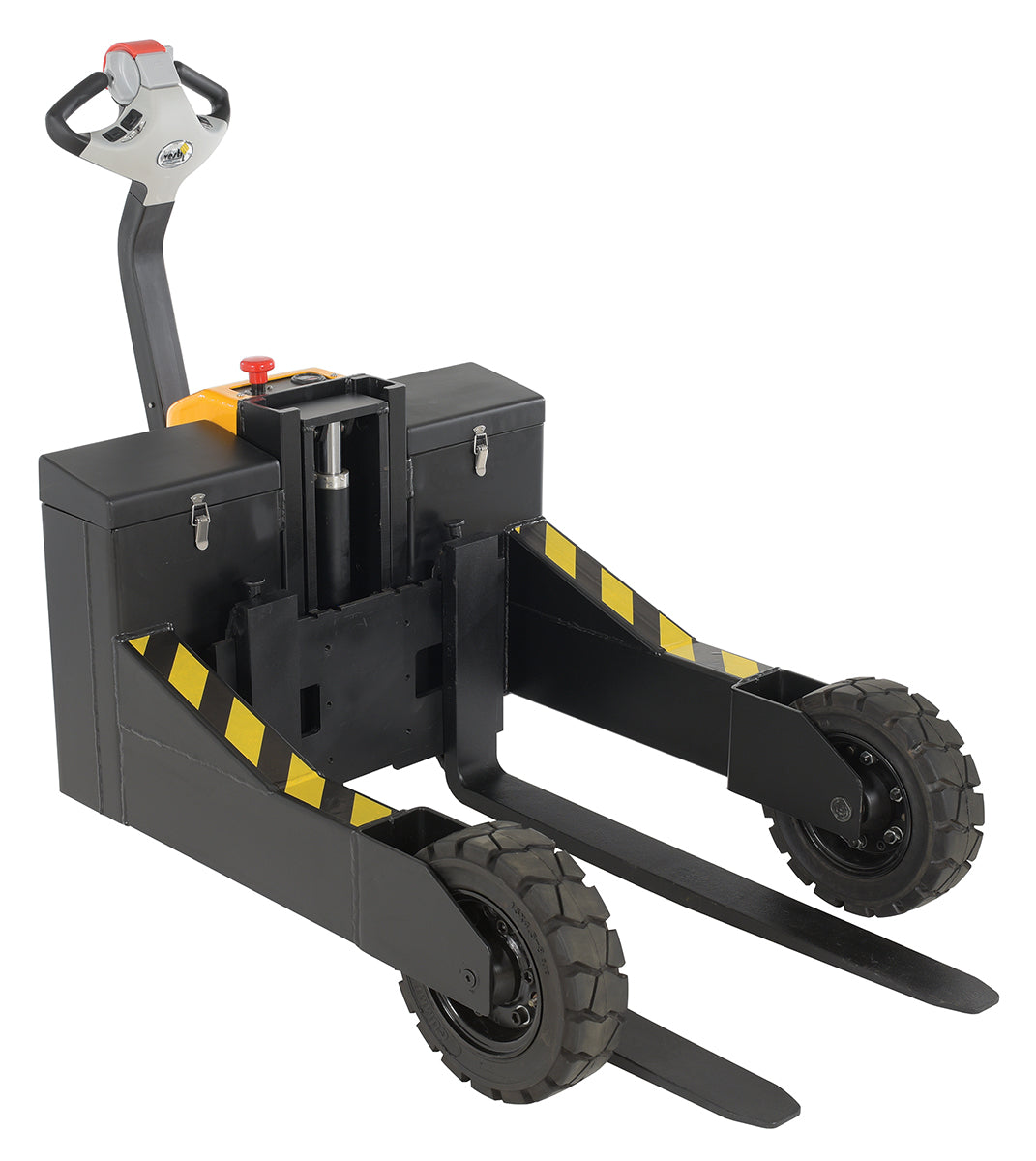 Vestil Steel Rough Terrain Electric Pallet Truck DC Powered AC Drive Motor 24 In. - 48 In. Inside Width 3000 Lb. Capacity Black / Yellow