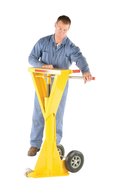 Vestil Steel Trailer Stabilizing Spin Top Beam Jack 27-7/16 In. x 23-7/8 In. x 40 In. 50,000 Lb. Lifting Capacity Yellow - 0