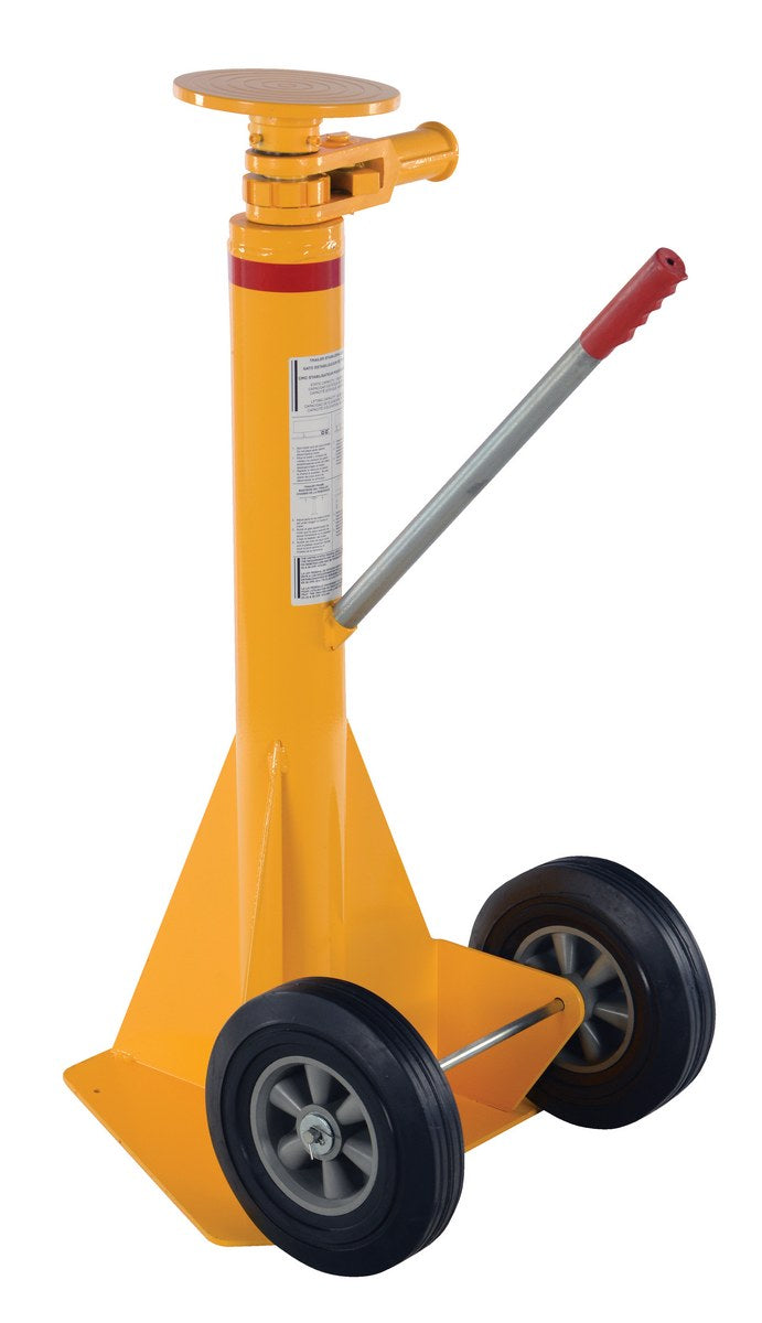 Vestil Steel Trailer Stabilizing Spin Top Ratchet Jack 26-5/8 In. x 17-5/8 In. x 39 In. 40,000 Lb. Lifting Capacity Yellow