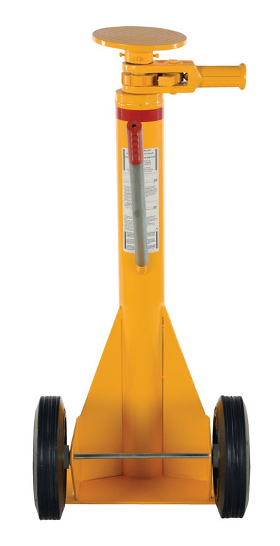 Vestil Steel Trailer Stabilizing Spin Top Ratchet Jack 26-5/8 In. x 17-5/8 In. x 39 In. 40,000 Lb. Lifting Capacity Yellow
