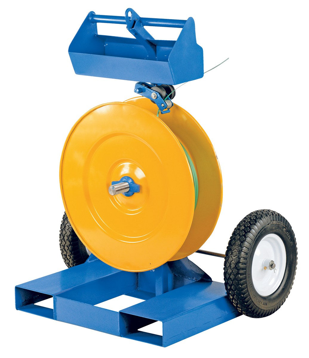Vestil Steel Industrial Duty Strapping Cart with Fork Pockets Blue / Yellow