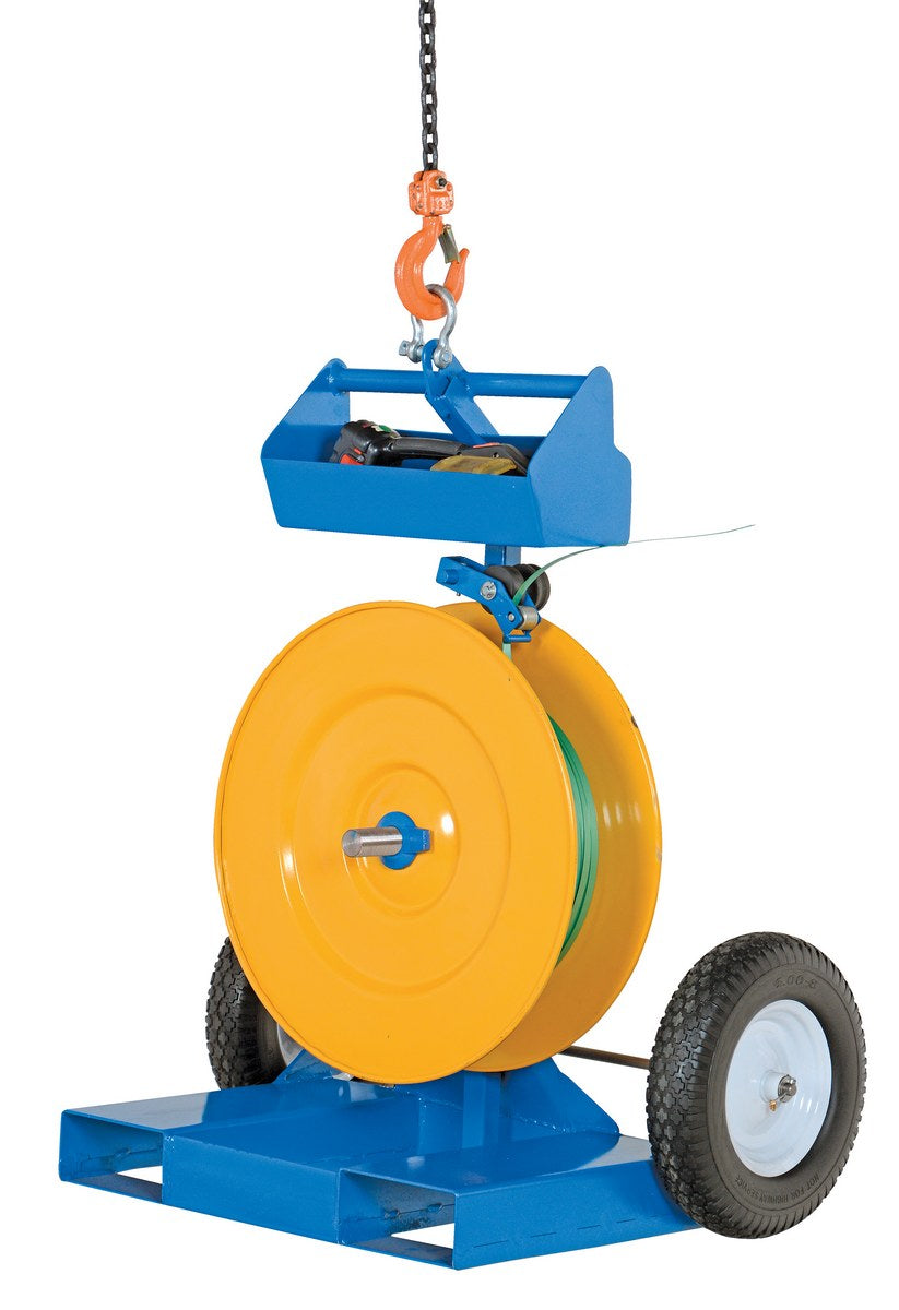 Vestil Steel Industrial Duty Strapping Cart with Fork Pockets Blue / Yellow - 0