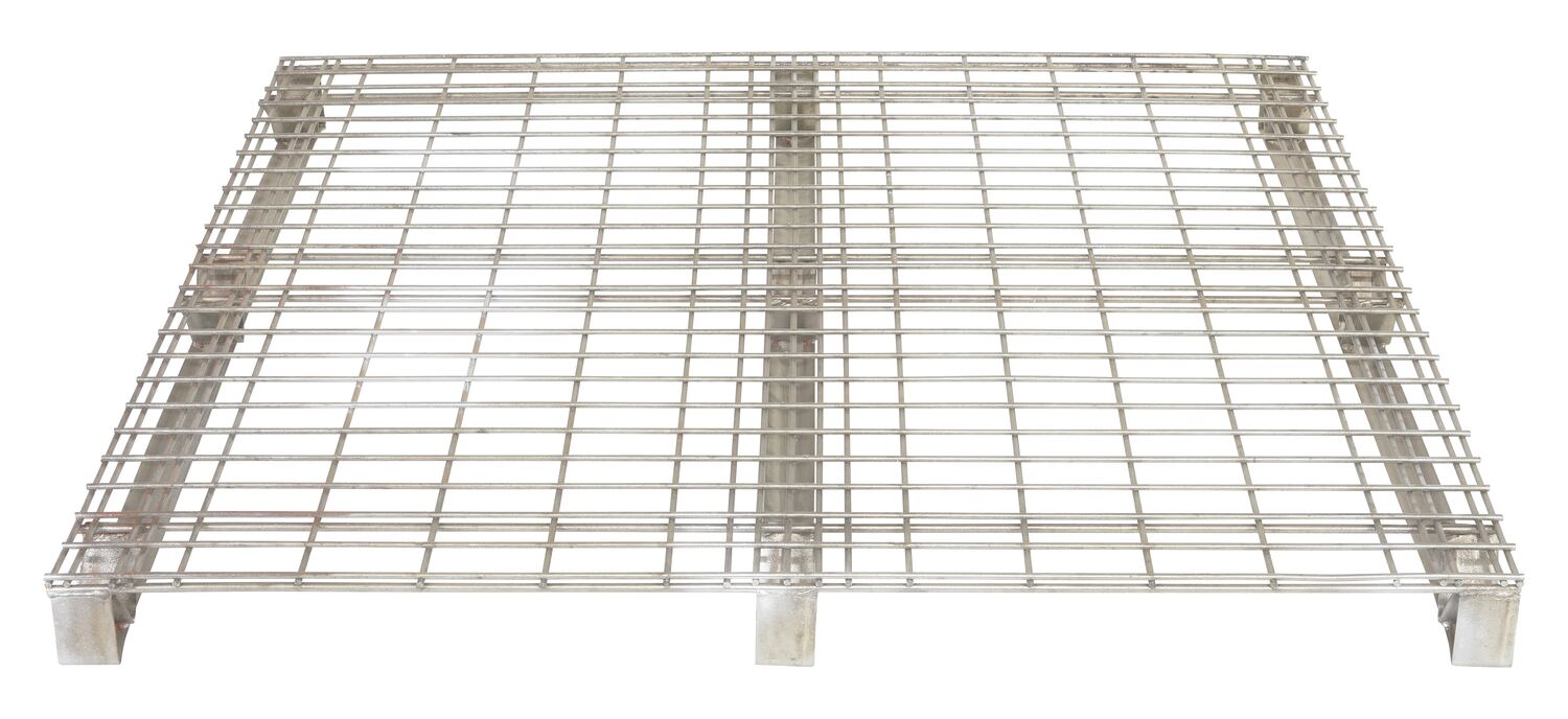 Vestil Galvanized Steel Welded Wire Pallet 4,000 Lb. Capacity Gray